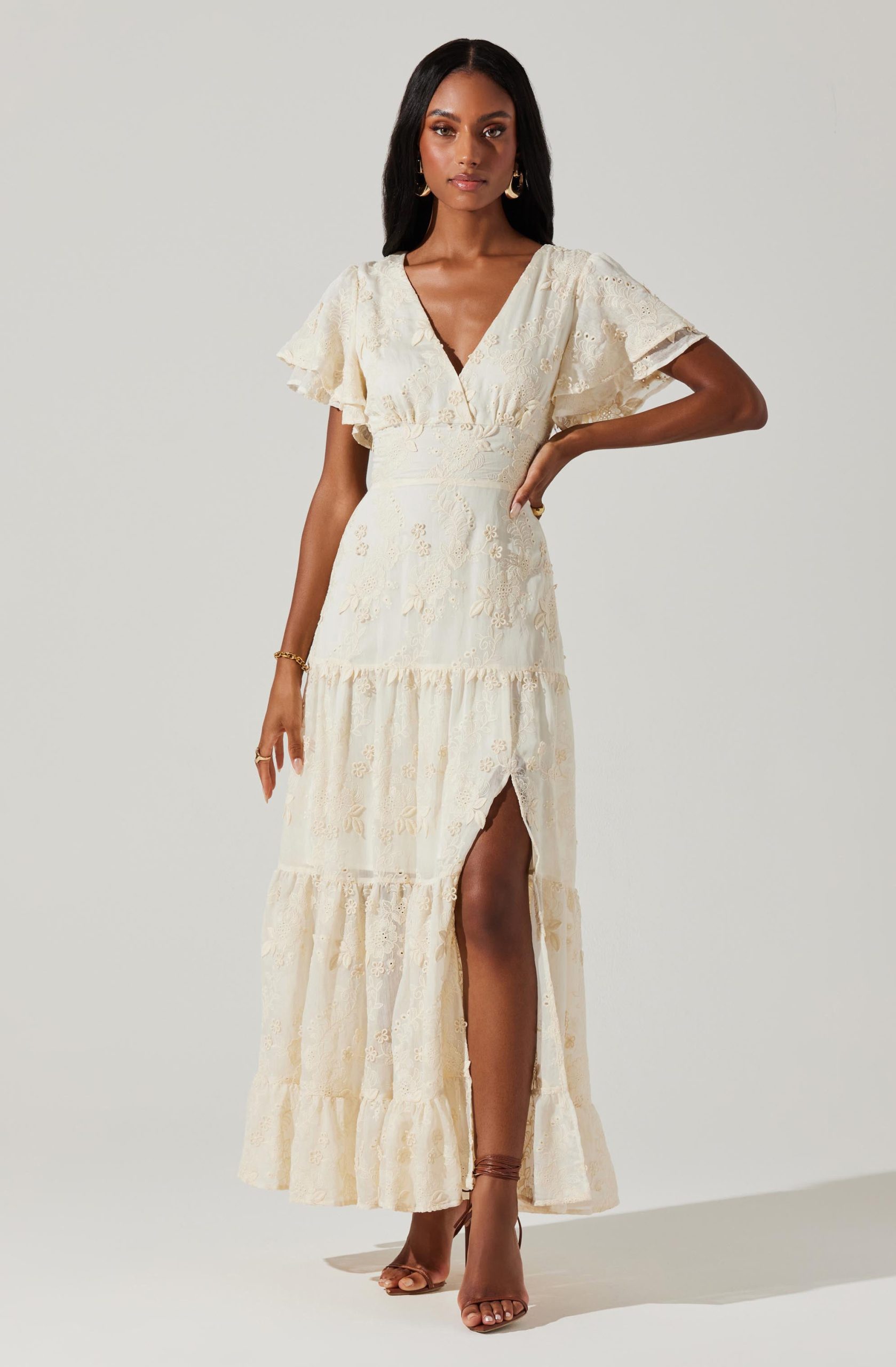 Junia Embroidered Tiered Maxi Dress - Image 2