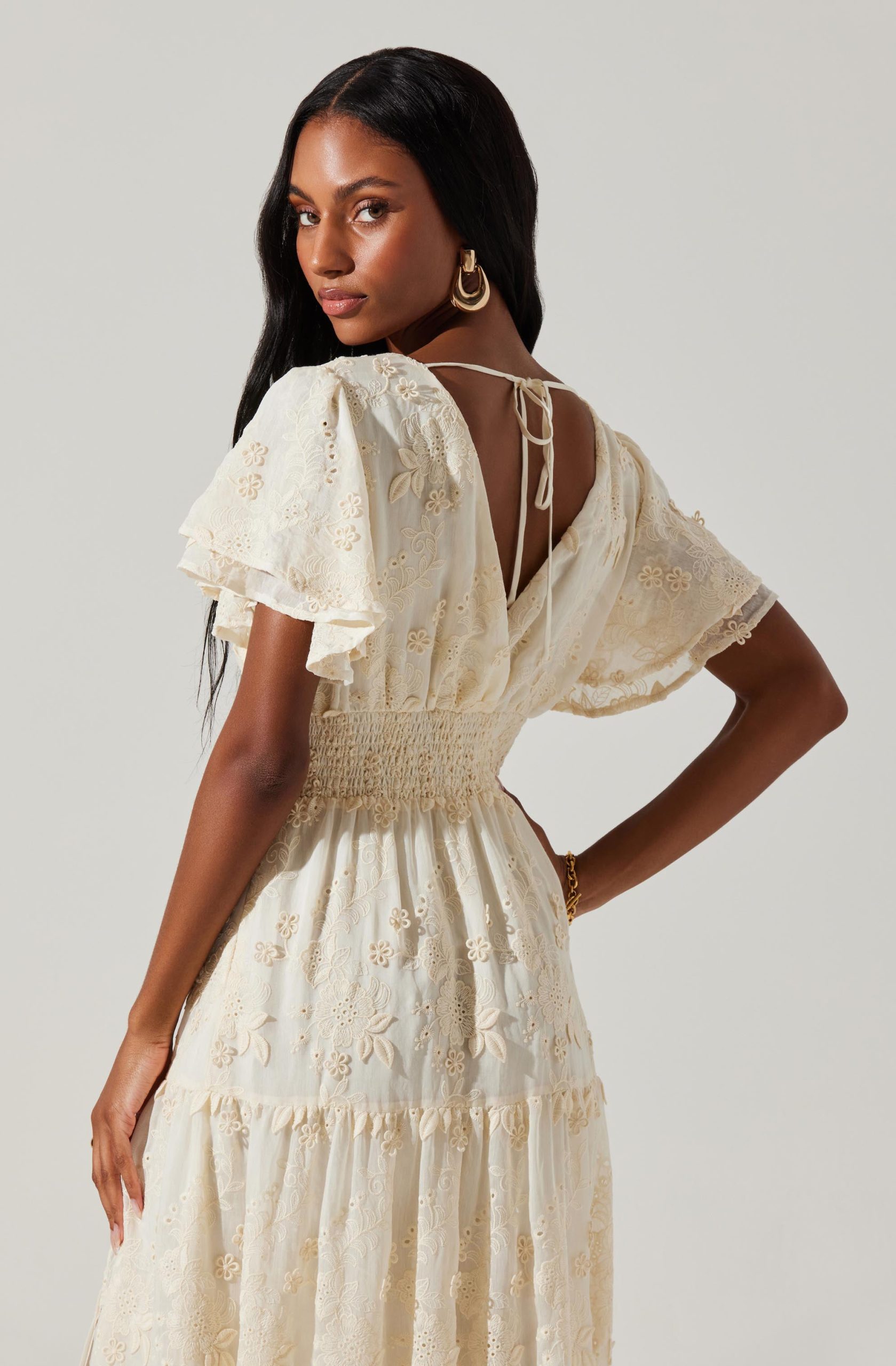 Junia Embroidered Tiered Maxi Dress - Image 3
