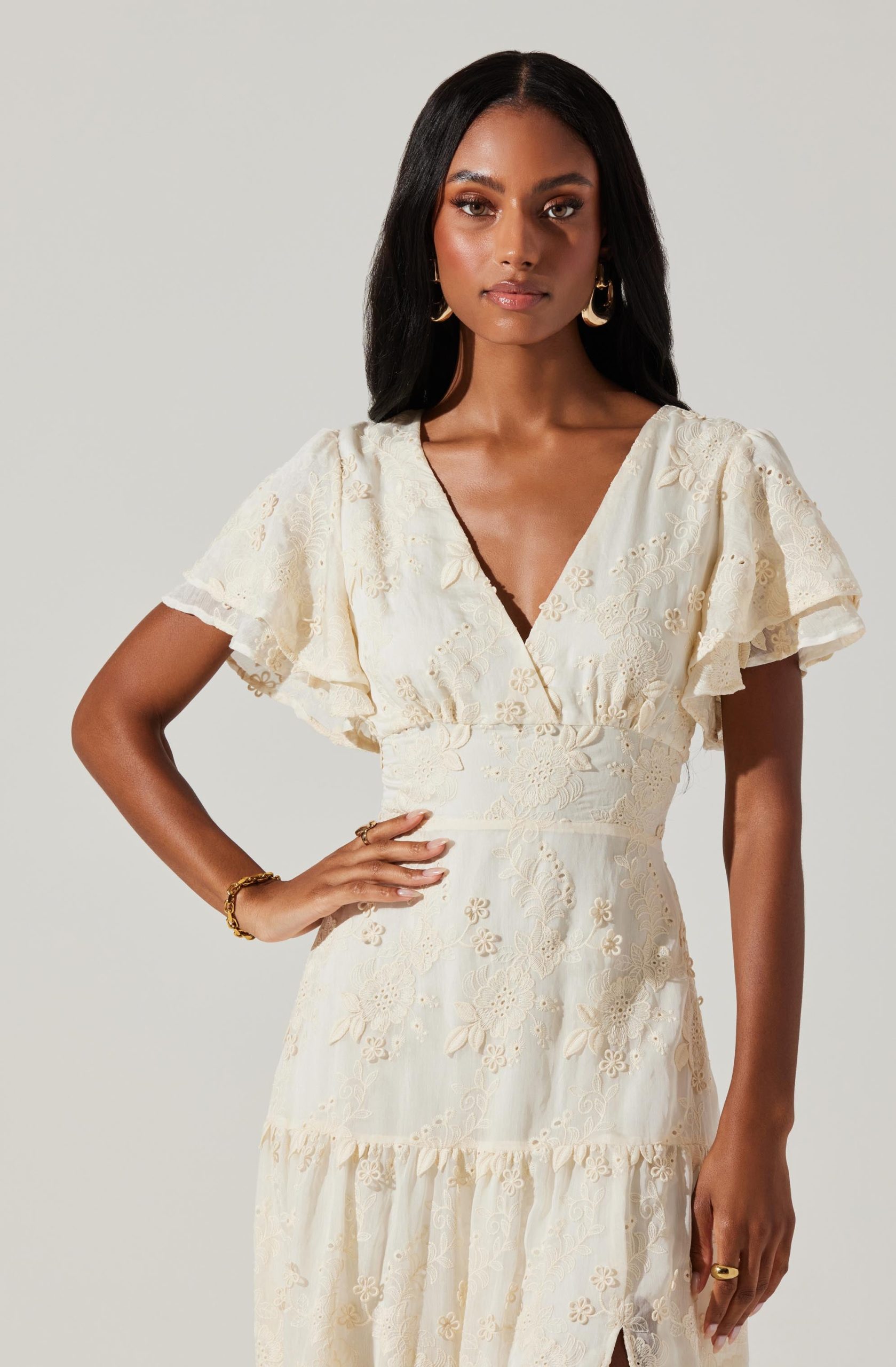 Junia Embroidered Tiered Maxi Dress - Image 4