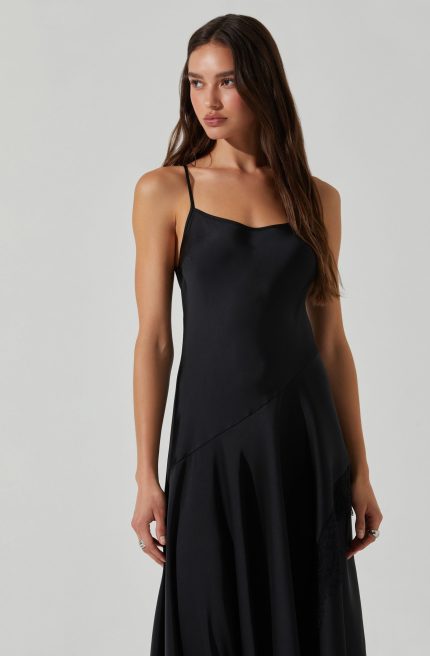 Ione Satin Lace Trim Dress